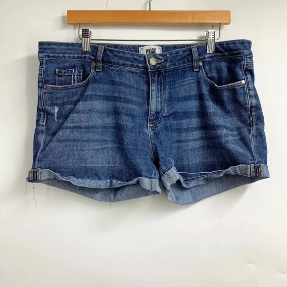 Paige Women's Jimmy Jimmy Stretch Distressed Cutoff Shorts in Ares Dest Size 31 - Picture 1 of 13